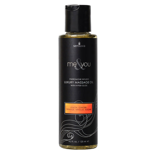 SENSUVA - ACEITE DE MASAJE DE LUJO CON INFUSIÓN DE FEROMONAS ME & YOU AZÚCAR Y CÍTRICOS 4.2 OZ.