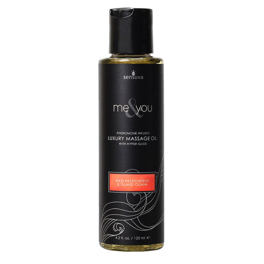 SENSUVA ME & YOU PHEROMONE-INFUSED LUXURY MASSAGE OIL PASSION FRUIT GUAVA 4.2 OZ.
