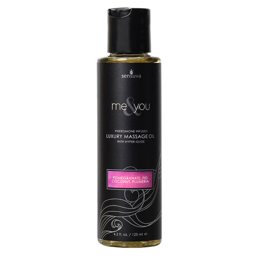 SENSUVA ME & YOU PHEROMONE-INFUSED LUXURY MASSAGE OIL POMEGRANATE, FIG, COCONUT, PLUMERIA 4.2 OZ.