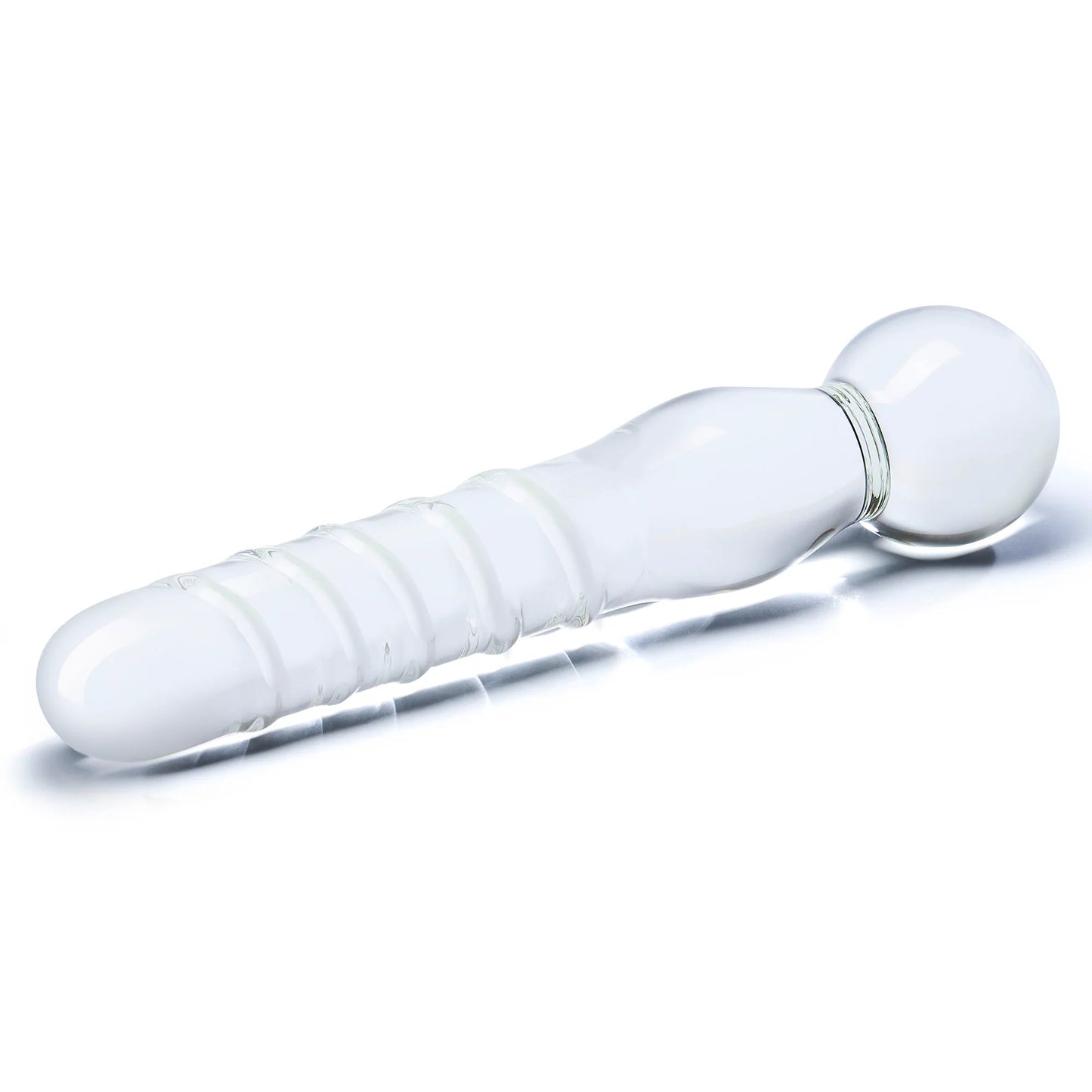 GLAS 8 IN. JOYSTICK CLEAR GLASS DILDO