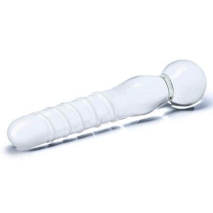 GLAS 8 IN. JOYSTICK CLEAR GLASS DILDO