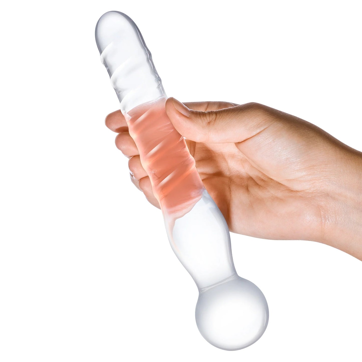 GLAS 8 IN. JOYSTICK CLEAR GLASS DILDO
