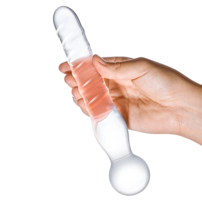 GLAS 8 IN. JOYSTICK CLEAR GLASS DILDO
