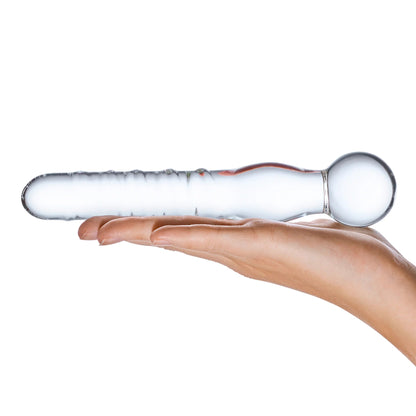 GLAS 8 IN. JOYSTICK CLEAR GLASS DILDO