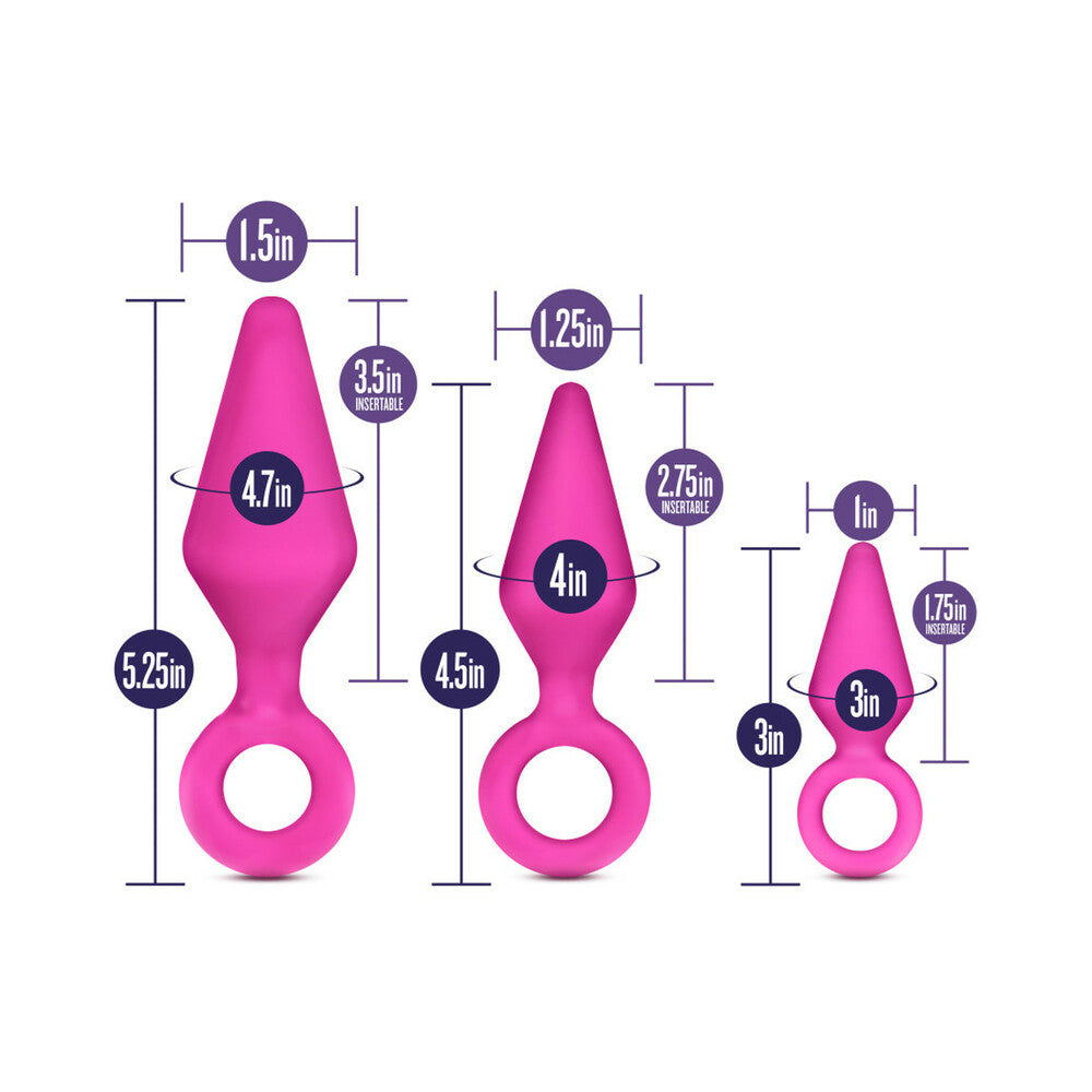 BLUSH - KIT DE PLUGS ANALES DE SILICONA DE 3 PIEZAS CANDY RIMMER DE LUJO ROSA