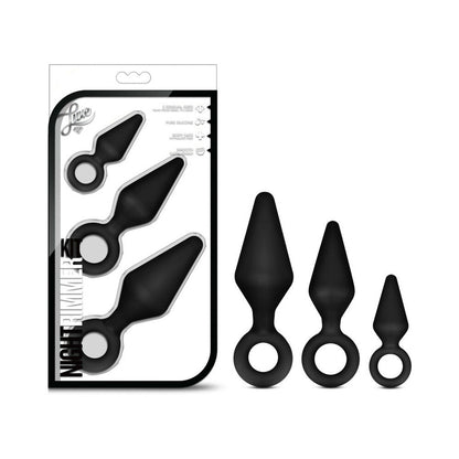 LUXE NIGHT RIMMER 3-PIECE SILICONE ANAL PLUG KIT BLACK