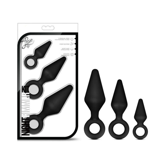 LUXE NIGHT RIMMER 3-PIECE SILICONE ANAL PLUG KIT BLACK