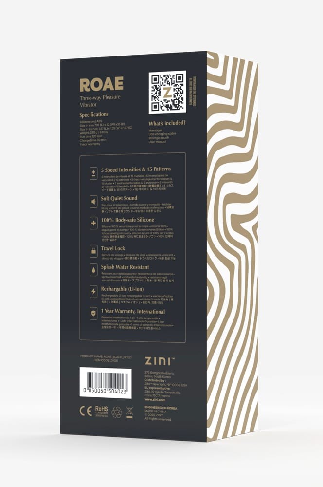 OUTLET - ZINI ROAE SE THREE-WAY PLEASURE VIBRATOR BLACK GOLD_B0O50_4