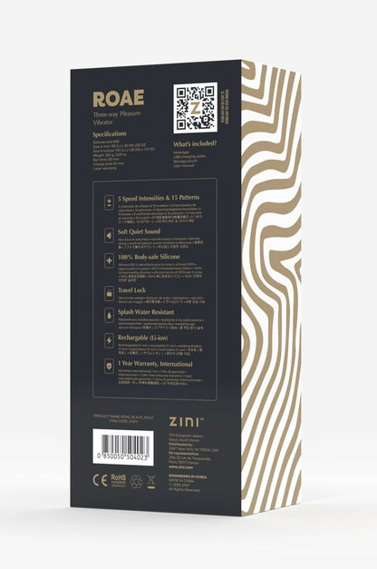 OUTLET - ZINI ROAE SE THREE-WAY PLEASURE VIBRATOR BLACK GOLD_B0O50_4