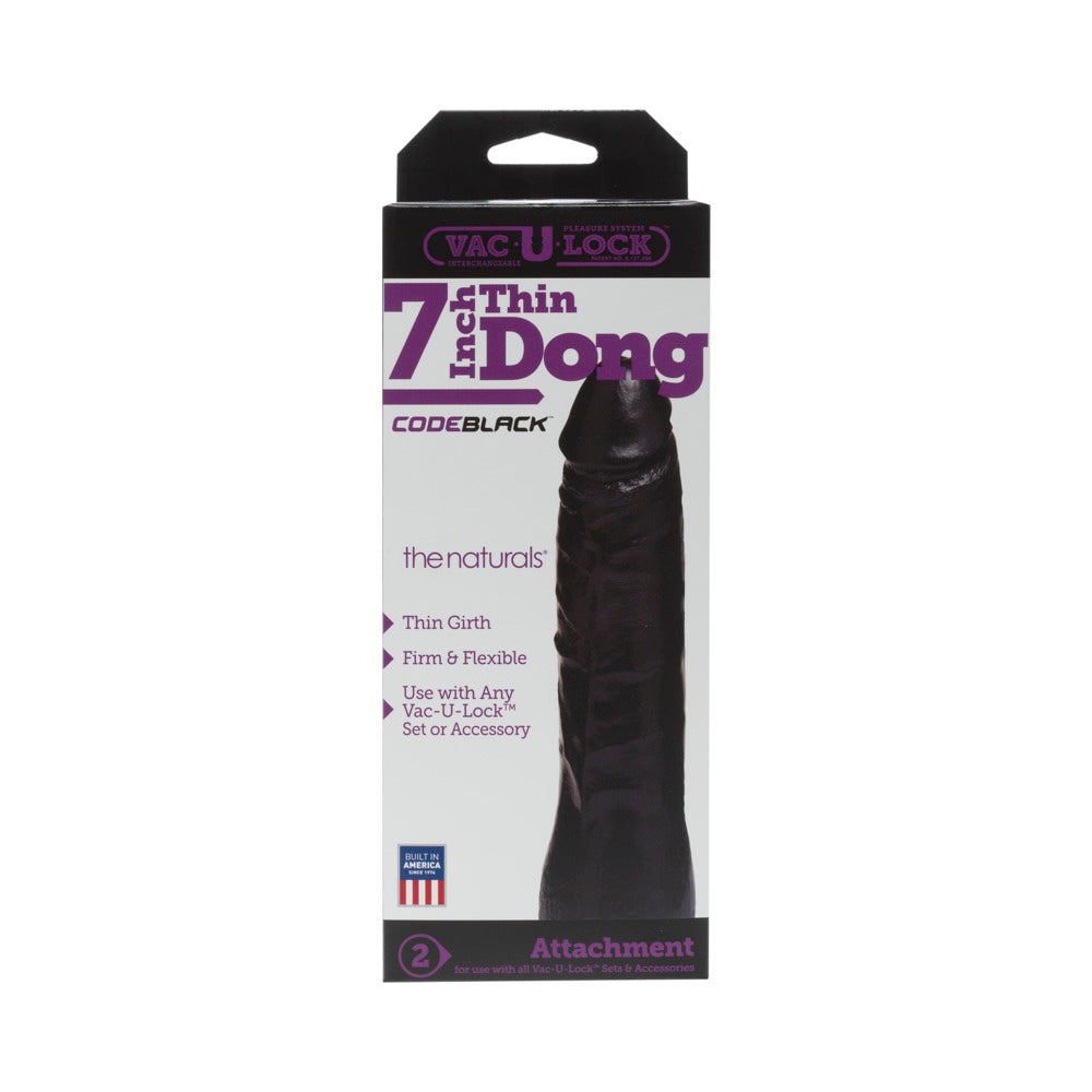 DOC JOHNSON - VAC-U-LOCK - DILDO DELGADO DE 7 PULGADAS - THE NATURALS CODEBLACK
