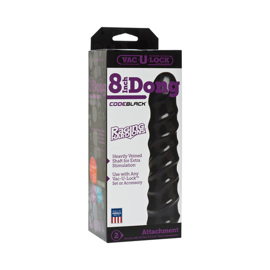 DOC JOHNSON - VAC-U-LOCK - 8IN DONG - RAGING HARD-ONS CODEBLACK