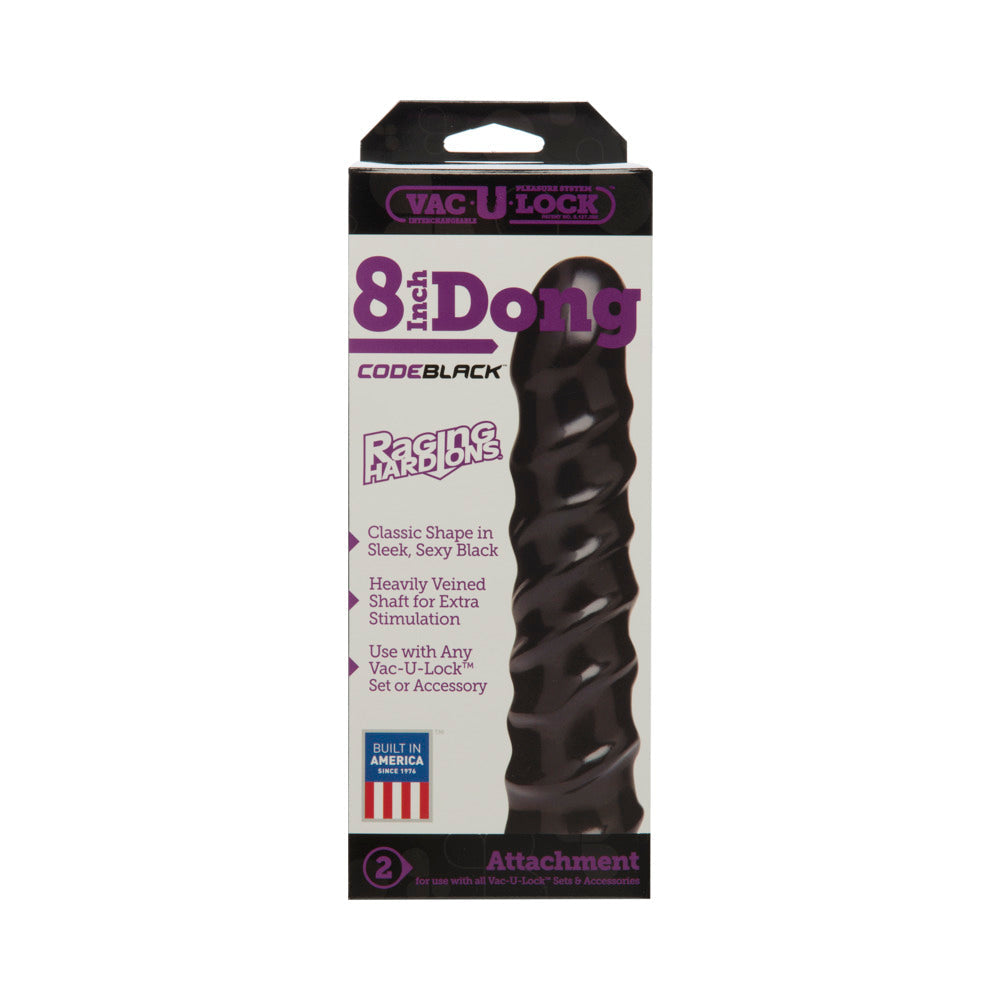DOC JOHNSON - VAC-U-LOCK - 8IN DONG - RAGING HARD-ONS CODEBLACK