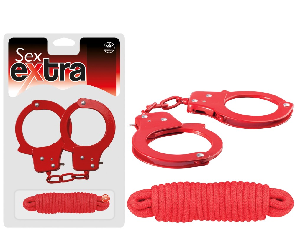NMC - SEX EXTRA - METAL CUFFS & LOVE ROPE RED