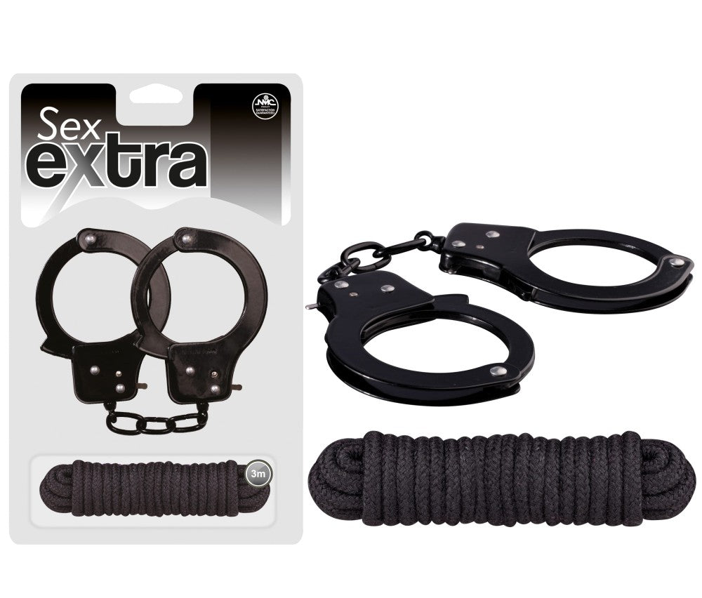 NMC - SEX EXTRA - METAL CUFFS & LOVE ROPE BLACK
