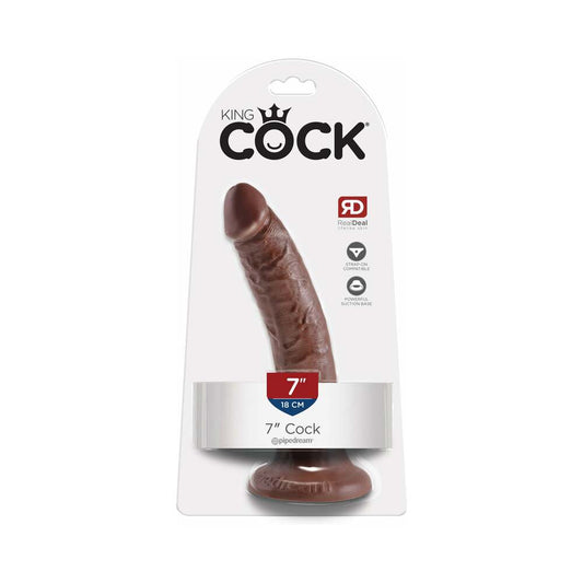KING COCK 7 IN. COCK REALISTIC DILDO WITH SUCTION CUP BROWN