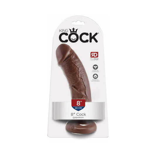 KING COCK 8 IN. COCK REALISTIC DILDO WITH SUCTION CUP BROWN