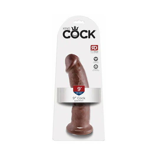 KING COCK 9 IN. COCK REALISTIC DILDO WITH SUCTION CUP BROWN