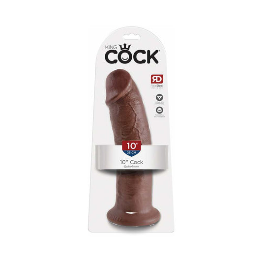 KING COCK 10 IN. COCK REALISTIC DILDO WITH SUCTION CUP BROWN