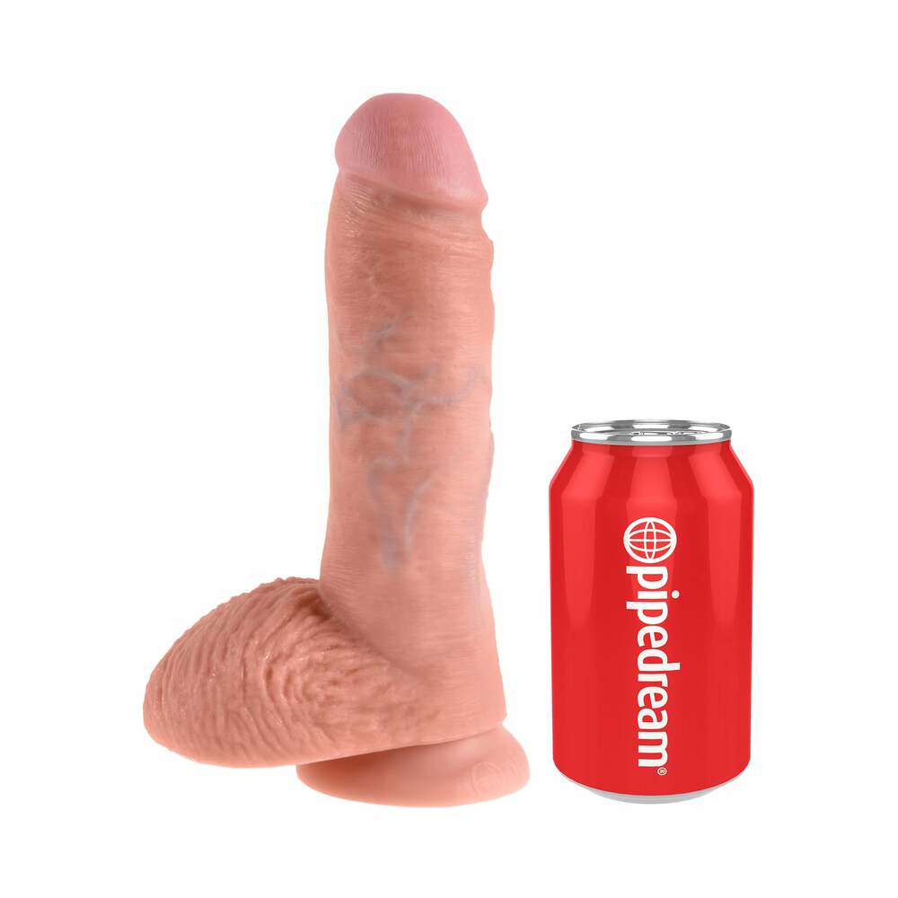 PIPEDREAM - KING COCK 8 IN. COCK WITH BALLS REALISTIC SUCTION CUP DILDO BEIGE