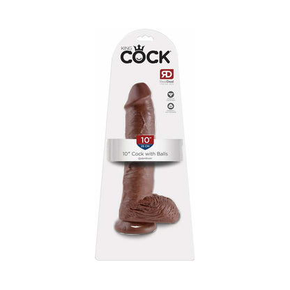 KING COCK 10 IN. COCK WITH BALLS REALISTIC SUCTION CUP DILDO BROWN