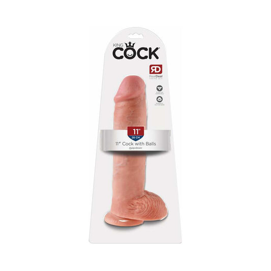 KING COCK 11 IN. COCK WITH BALLS REALISTIC SUCTION CUP DILDO BEIGE