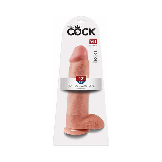 PIPEDREAM - KING COCK 12 IN. COCK WITH BALLS REALISTIC SUCTION CUP DILDO BEIGE