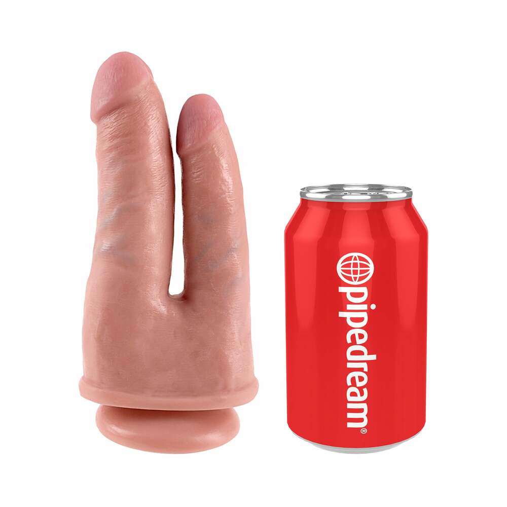 PIPEDREAM - KING COCK DOUBLE PENETRATOR 6 IN. REALISTIC DUAL-ENTRY DILDO WITH SUCTION CUP BEIGE