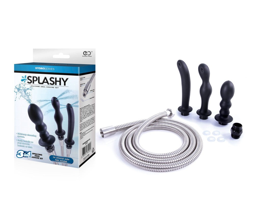 NMC - HYDRO SERIES-SPLASHY - 3 BUTT PLUG WITH HOSE KIT