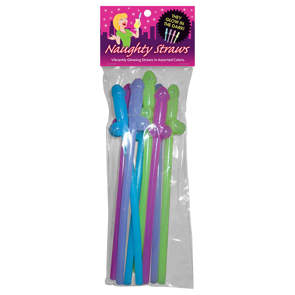 GLOW-IN-THE-DARK NAUGHTY STRAWS 8-PACK