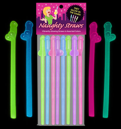 GLOW-IN-THE-DARK NAUGHTY STRAWS 8-PACK