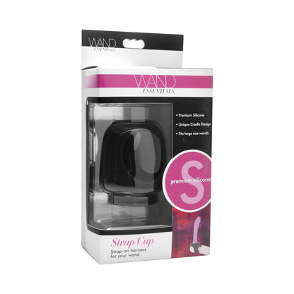 XR BRANDS - WAND ESSENTIALS SILICONE STRAP CAP WAND HARNESS FOR DILDOS BLACK