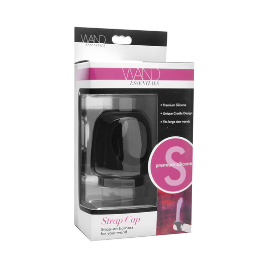 XR BRANDS - WAND ESSENTIALS SILICONE STRAP CAP WAND HARNESS FOR DILDOS BLACK