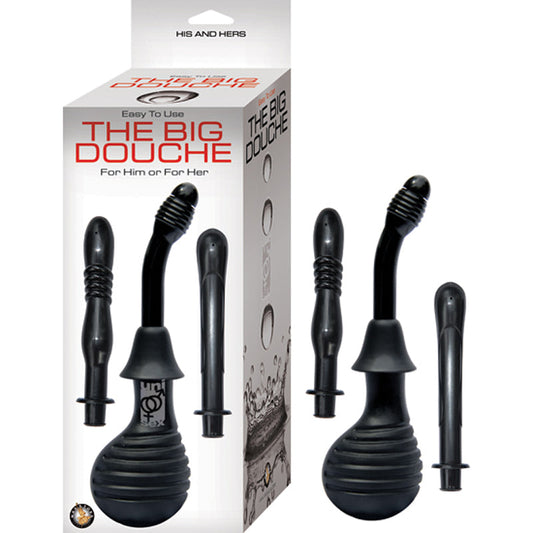 THE BIG DOUCHE FOR VAGINAL & ANAL USE WITH 3 UNIQUE ATTACHMENTS (BLACK)