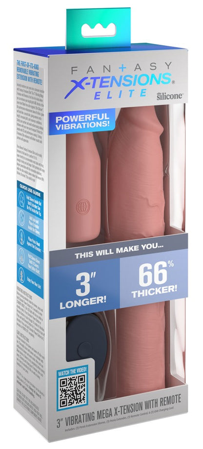 FANTASY X-TENSIONS ELITE - 3" VIBRATING MEGA X-TENSION WITH REMOTE