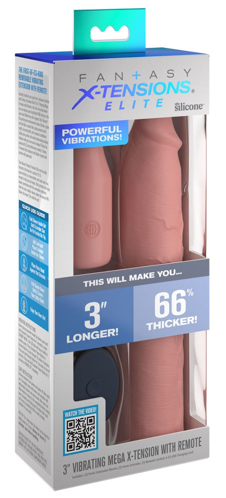 FANTASY X-TENSIONS ELITE - 3" VIBRATING MEGA X-TENSION WITH REMOTE