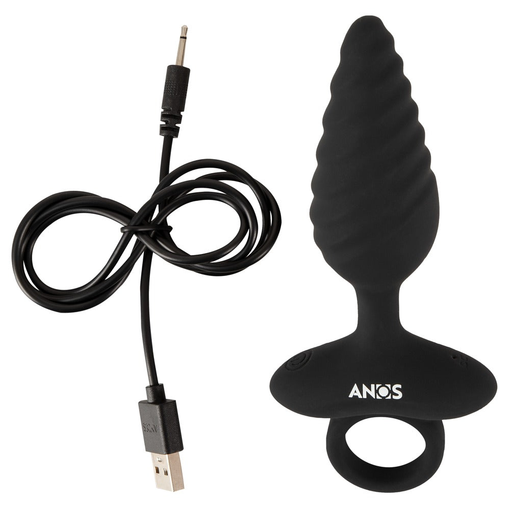 ANOS - FLEXIBLE BUTT PLUG TWISTED DESIGN WITH VIBRATIONS