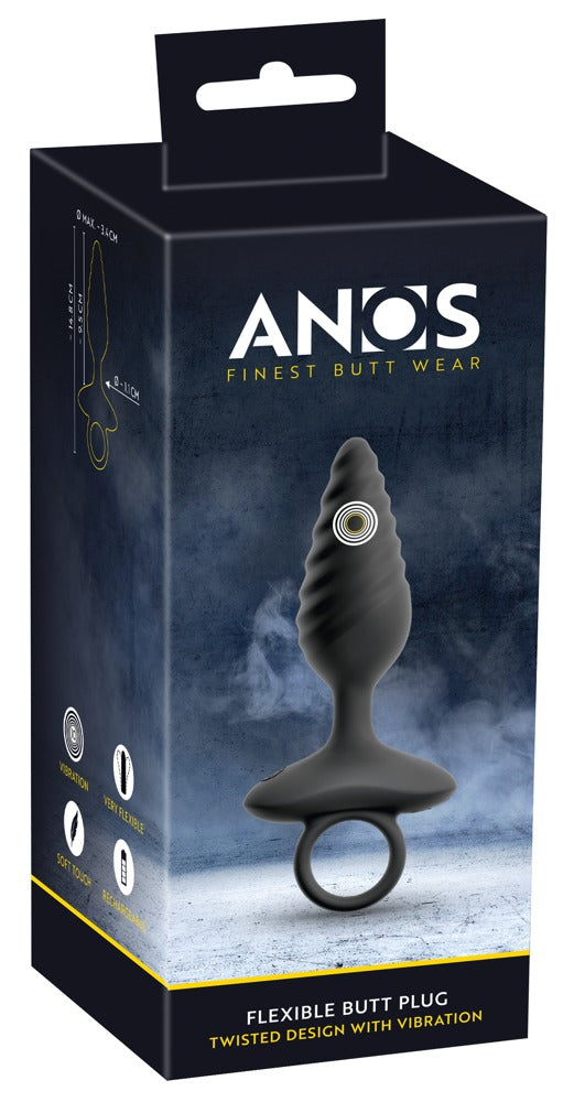 ANOS - FLEXIBLE BUTT PLUG TWISTED DESIGN WITH VIBRATIONS