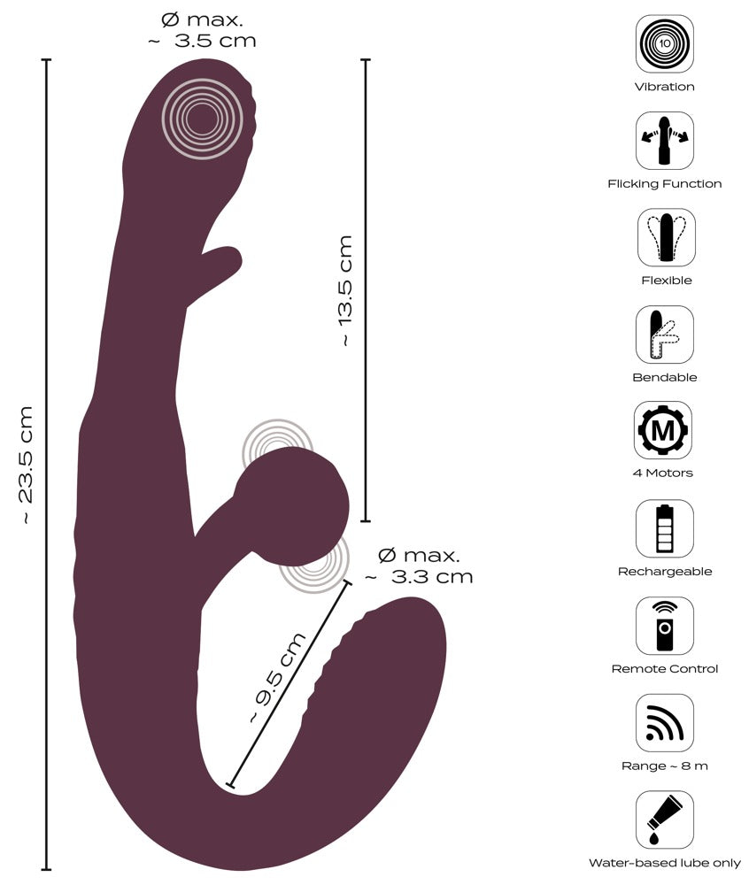 JAVIDA - RC STRAPLESS STRAP-ON WITH FLICKING TONGUE