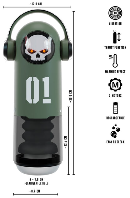 REBEL - SKULL MASTURBATOR WITH 3 FUNCTIONS