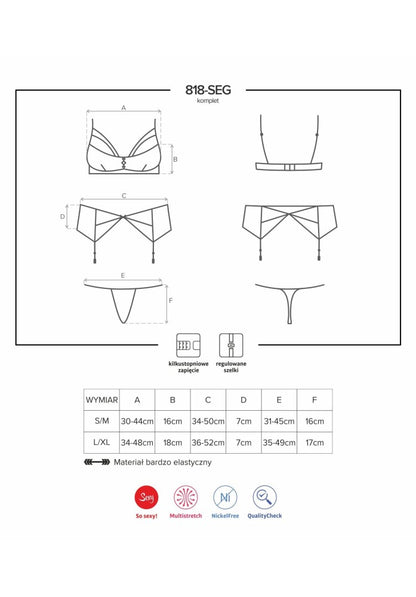 OBSESSIVE - 818-SEG-1 3 PCS SET  S/M