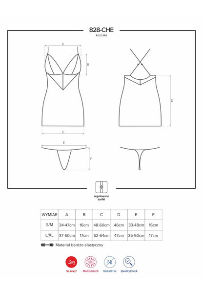 OBSESSIVE - 828-CHE-1 CHEMISE & THONG  S/M