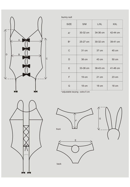 OBSESSIVE - BUNNY SUIT 4 PCS COSTUME PINK L/XL