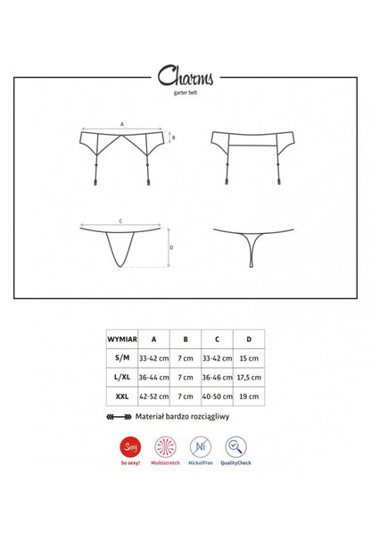 OBSESSIVE - CHARMS GARTER BELT & THONG BLACK L/XL
