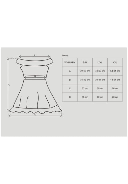 OBSESSIVE - FLORES CHEMISE & THONG BLACK  S/M