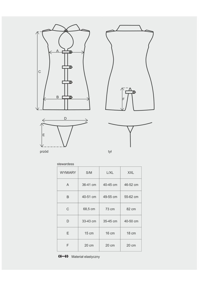 OBSESSIVE - STEWARDESS 3 PCS COSTUME GREY  S/M