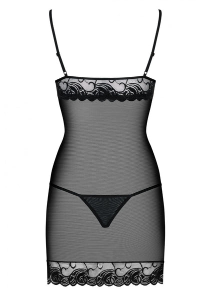 OBSESSIVE - WONDERIA CHEMISE & THONG BLACK  S/M