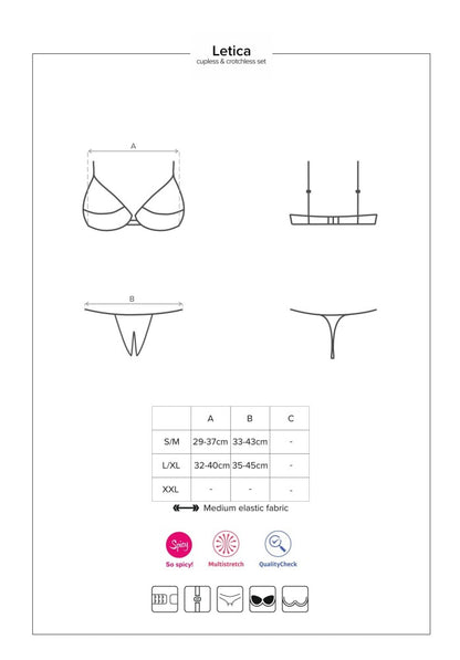 OBSESSIVE - LETICA 2 PCS CUPLESS SET BLACK L/XL