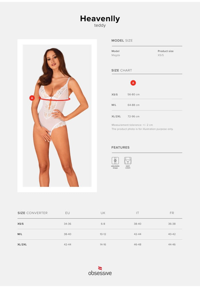 OBSESSIVE - HEAVENLLY CROTCHLESS TEDDY XS/S