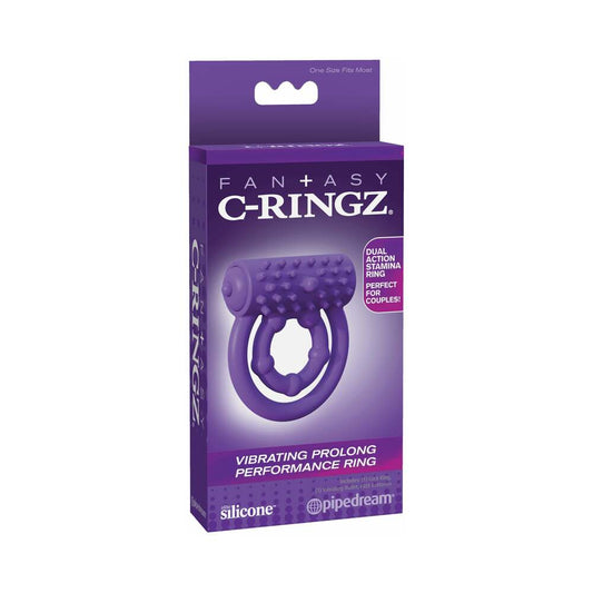 FANTASY C-RINGZ SILICONE VIBRATING PROLONG PERFORMANCE RING PURPLE