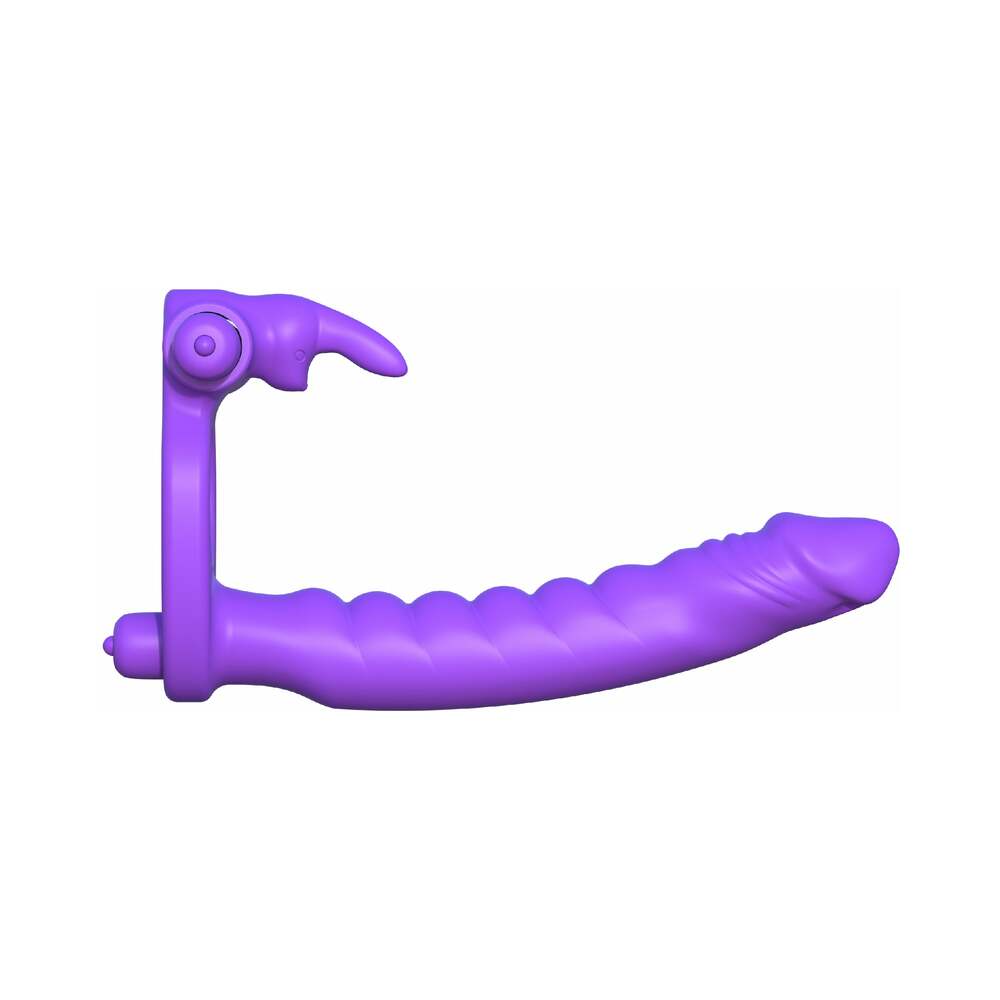 FANTASY C-RINGZ DOUBLE PENETRATOR VIBRATING RABBIT DUAL ENTRY COCKRING PURPLE